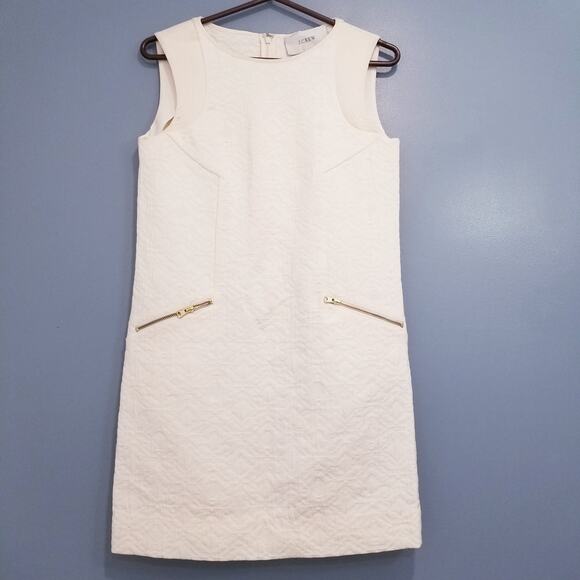 J. Crew Jacquard Shift Mini Dress Zipper Pockets Sleeveless - Picture 2 of 13
